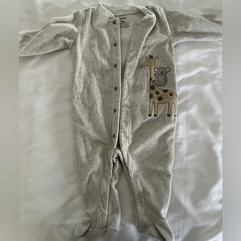 Animal print footed onesie